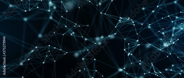 Fototapeta Abstract futuristic - technology with polygonal shapes on dark blue background. Design digital technology concept. 3d illustration.