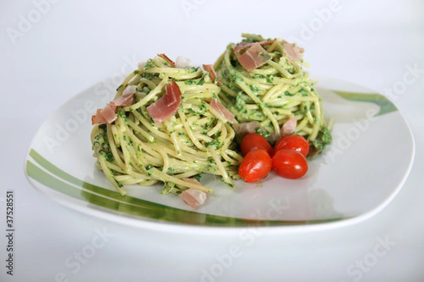 Fototapeta spinach spaghetti