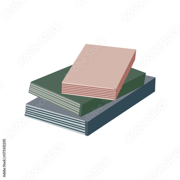 Obraz Stack or pile of closed books, flat vector illustration isolated on white.
