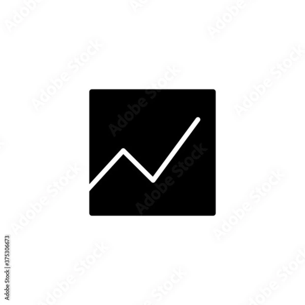 Fototapeta Line chart Icon in black flat glyph, filled style isolated on white background