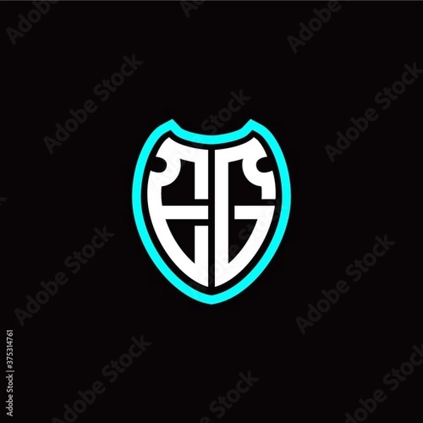 Fototapeta Initial E G letter with shield modern style logo template vector