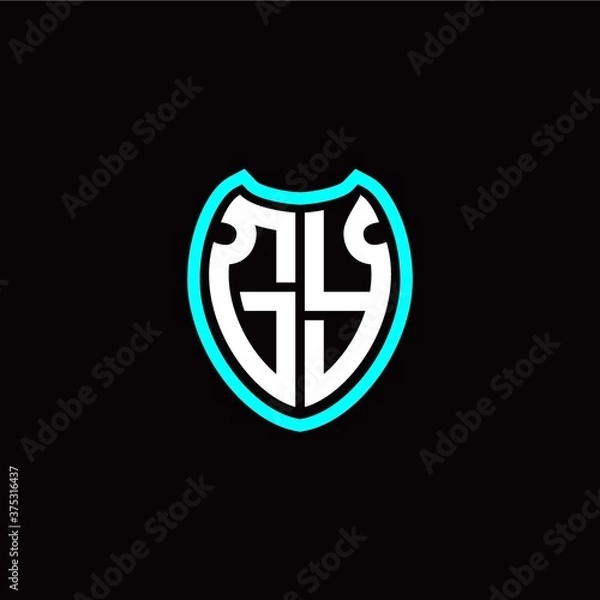 Fototapeta Initial G Y letter with shield modern style logo template vector