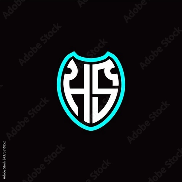 Fototapeta Initial H S letter with shield modern style logo template vector