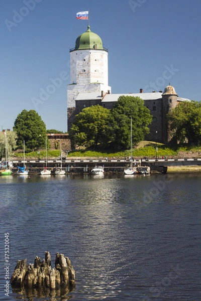 Fototapeta Olafs tower in Vyborg,view from bay
