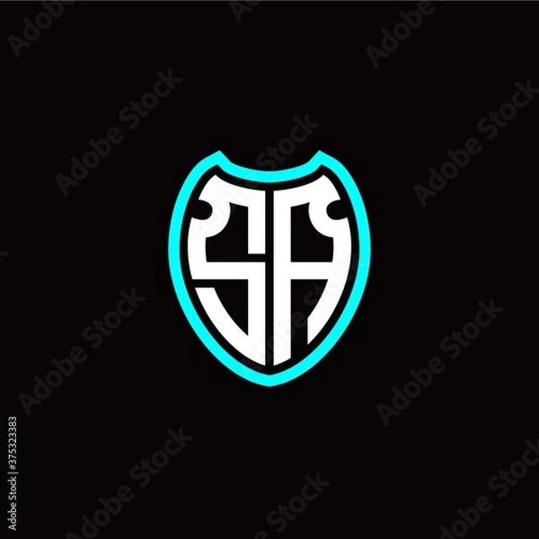 Fototapeta Initial S A letter with shield modern style logo template vector