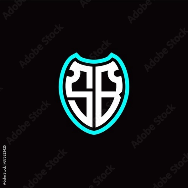 Fototapeta Initial S B letter with shield modern style logo template vector
