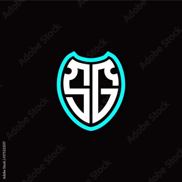 Fototapeta Initial S G letter with shield modern style logo template vector