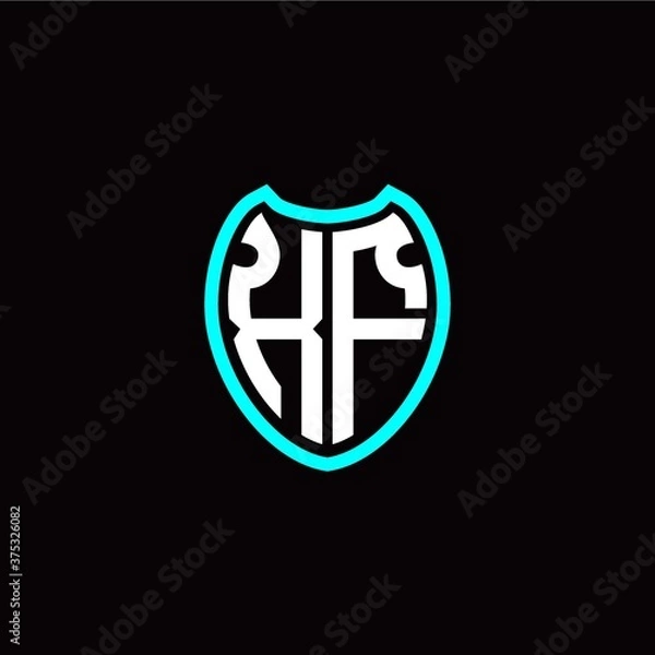 Fototapeta Initial X F letter with shield modern style logo template vector