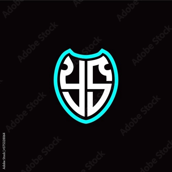 Fototapeta Initial Y S letter with shield modern style logo template vector
