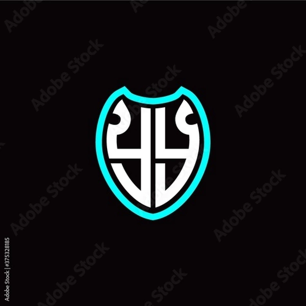 Fototapeta Initial Y Y letter with shield modern style logo template vector