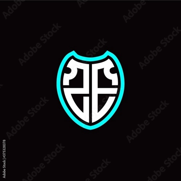 Fototapeta Initial Z E letter with shield modern style logo template vector