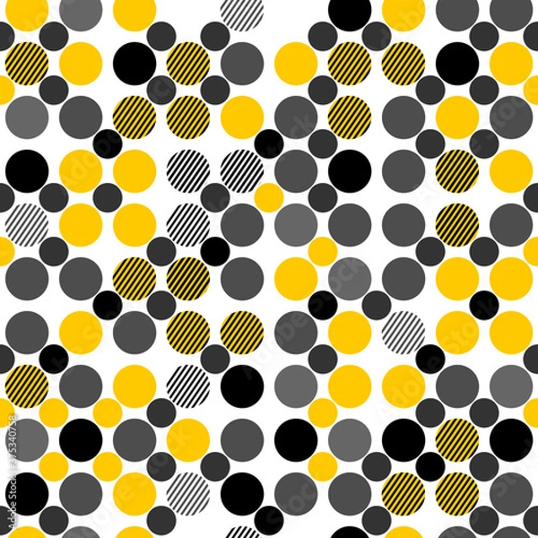 Fototapeta Seamless pattern with circles in retro colors.  Vector illustration	
