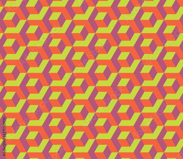 Obraz Seamless Cubes Pattern. Abstract Futuristic Wrapping Background. Vector Regular 3d Texture. Modern Graphic Design.