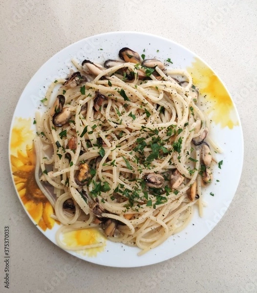 Obraz Spaghetti con cozze 