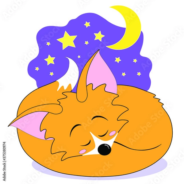 Obraz Sleeping fox under the stars and the Moon