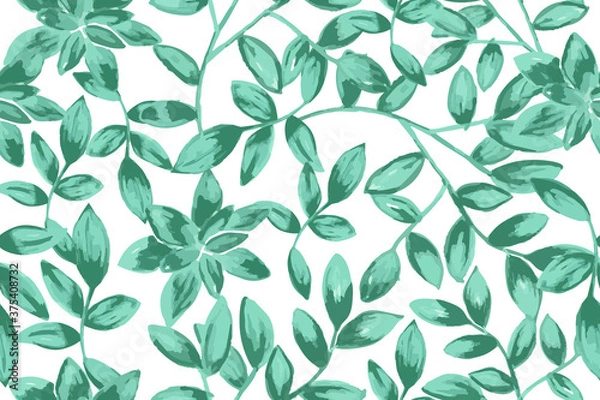 Obraz Floral mint green seamless vector pattern