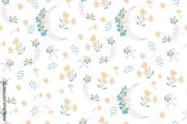 Obraz Moonflowers star pattern seamless vector
