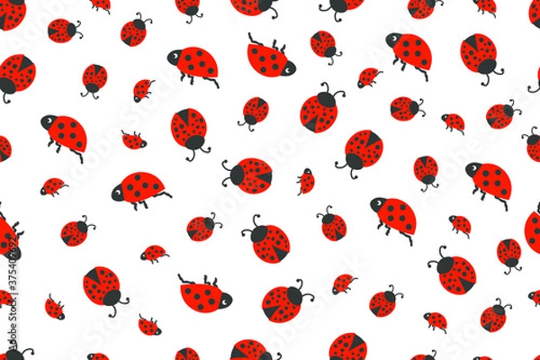 Obraz Ladybug red seamless vector pattern