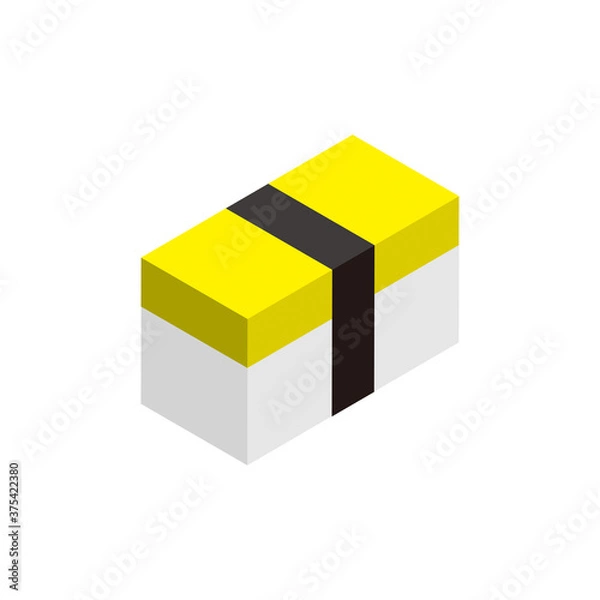 Obraz アイソメトリック図法で描かれたシンプルなお寿司のアイコンイラスト（玉子）