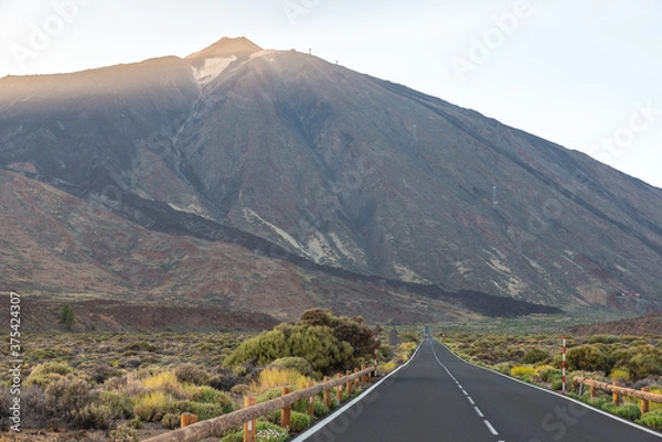 Fototapeta Scenic view of the Teide Volcano at the end of the road in Tenerife, Canary Islands