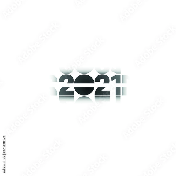 Fototapeta 2021 Happy New Year greeting card. Logo numbers black 2021 and text on light background. Vector Illustration. Isolated on white background.