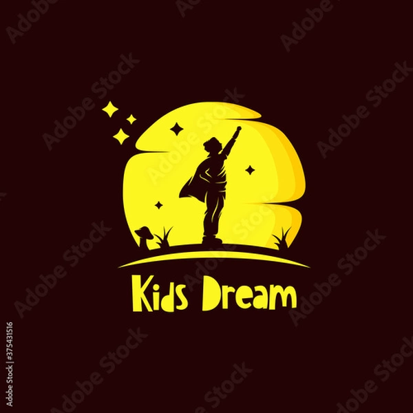 Fototapeta Kids Reaching Stars Logo Design