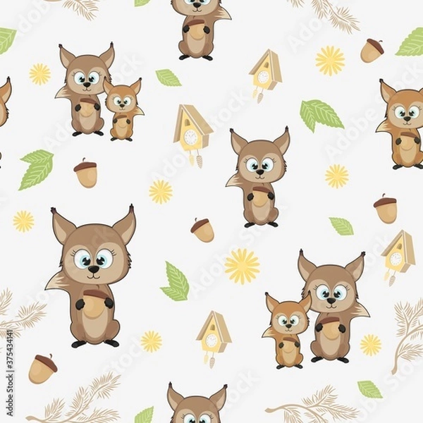 Fototapeta Seamless background with protein and nuts. Vector proteins for printing on fabric and children's clothing