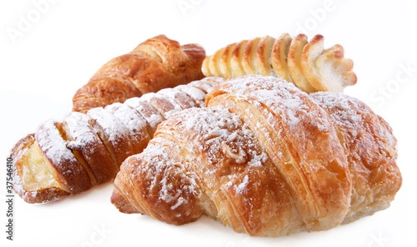 Obraz Fresh croissant isolated over white background