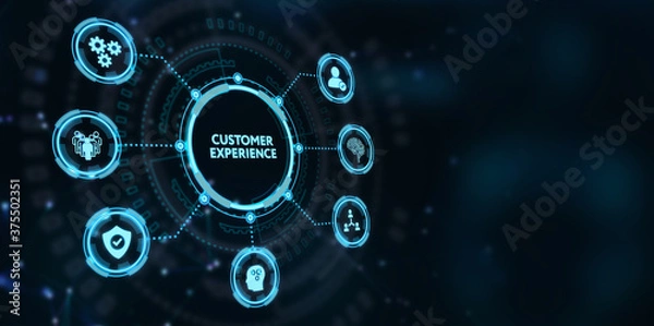 Fototapeta CUSTOMER EXPERIENCE inscription, social networking concept. Business, Technology, Internet and network concept.