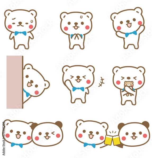 Fototapeta Polar bear and panda vector icon character cartoon doodle illustration