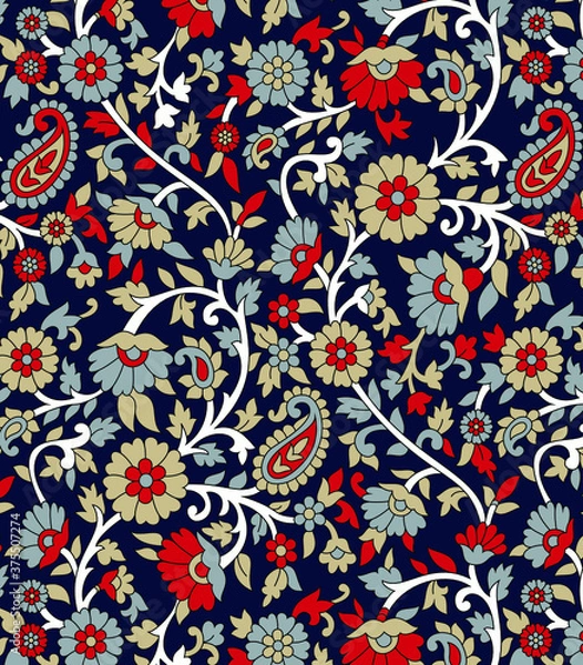 Obraz traditional Indian paisley pattern on   navy background