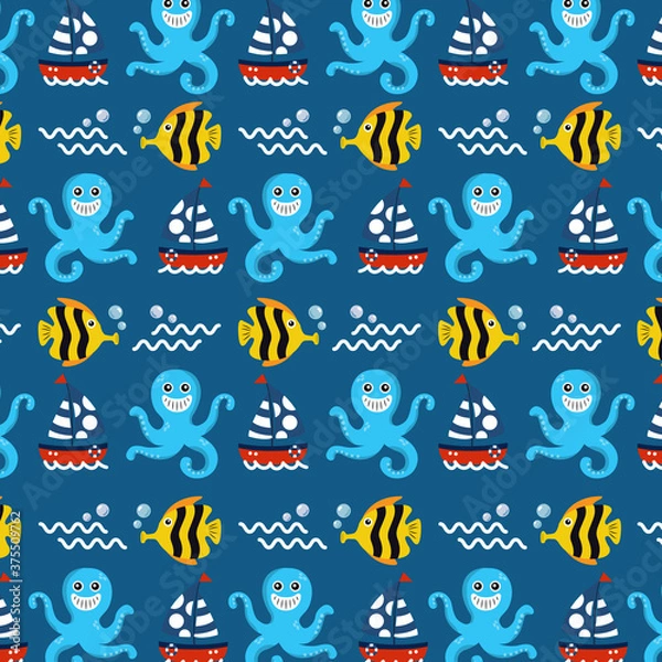 Obraz pattern sea under the sea concept illustration vector design 10