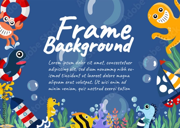 Obraz under the sea frame background concept illustration vector design 7