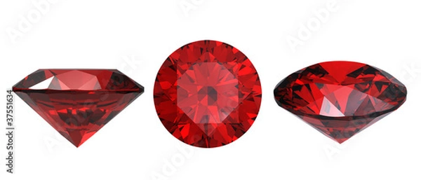 Fototapeta Round garnet isolated on white background. Gemstone