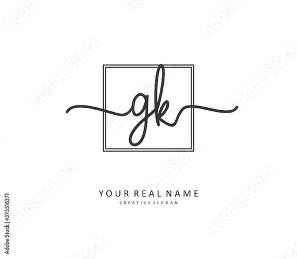 Fototapeta G K GK Initial letter handwriting and signature logo. A concept handwriting initial logo with template element.