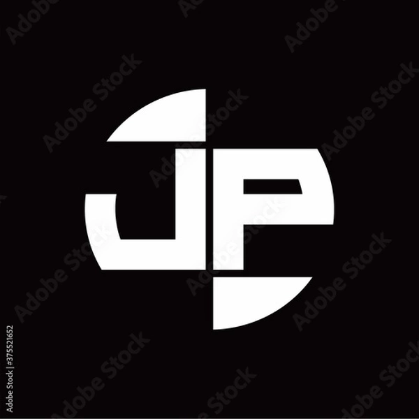 Fototapeta JP Logo monogram with slice circle shape rotate design template