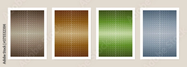 Fototapeta Color earth tone poster set. Abstract geometric triangle shapes background. Covers design. Vector illustration.