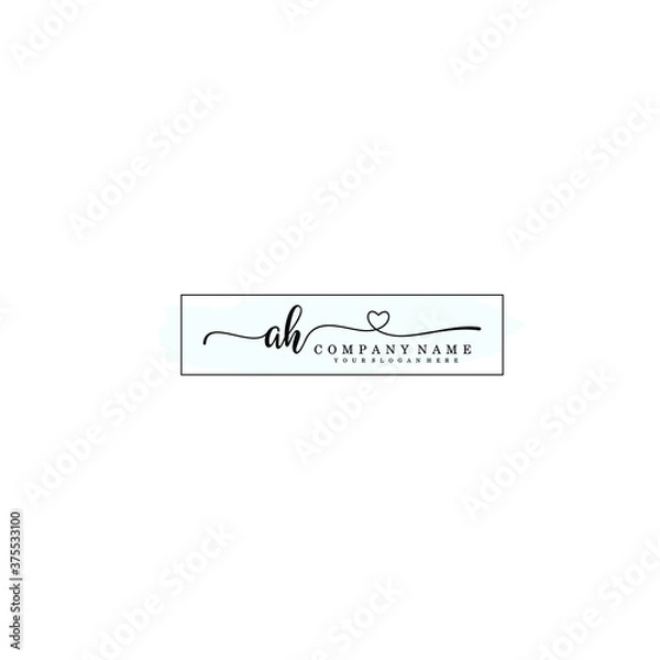 Fototapeta AH Initial handwriting logo template vector
