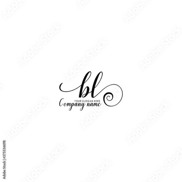 Obraz BL Initial handwriting logo template vector
