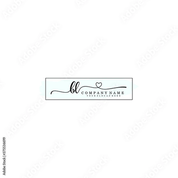 Fototapeta BL Initial handwriting logo template vector
