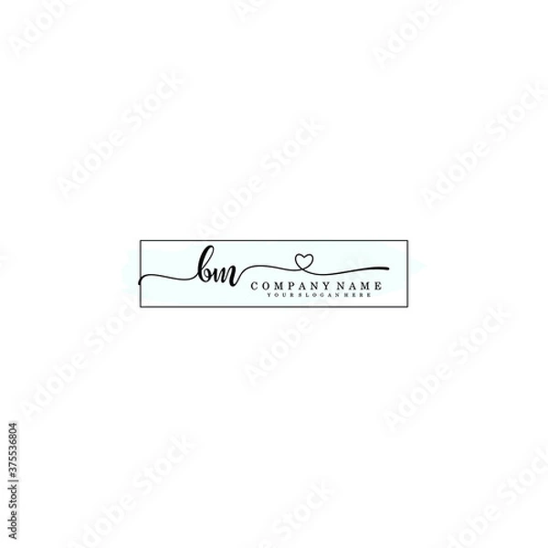 Fototapeta BM Initial handwriting logo template vector
