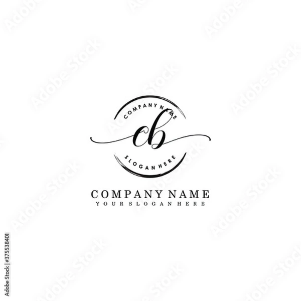 Fototapeta CB Initial handwriting logo template vector
