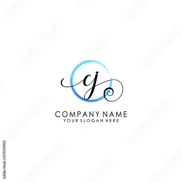 Obraz CJ Initial handwriting logo template vector
