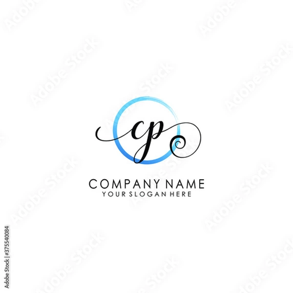 Obraz CP Initial handwriting logo template vector
