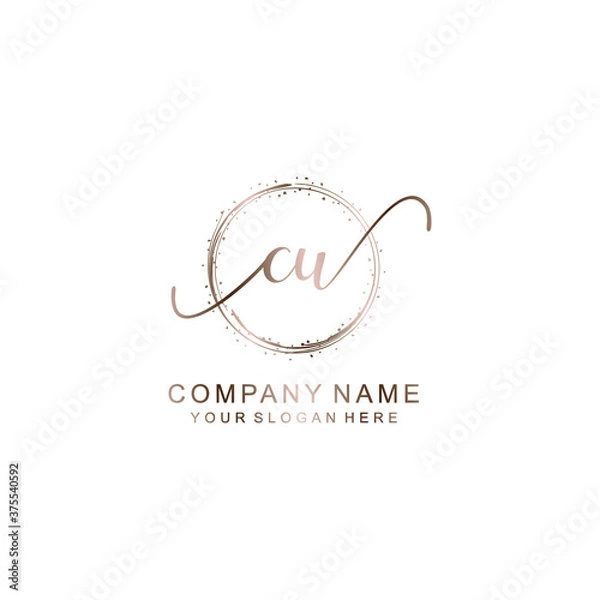 Fototapeta CU Initial handwriting logo template vector
