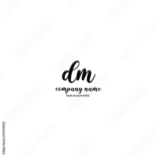 Fototapeta DM Initial handwriting logo template vector
