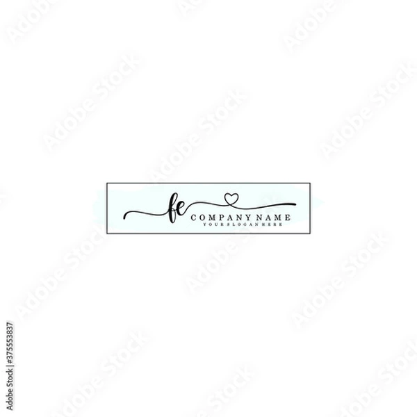 Fototapeta FE Initial handwriting logo template vector
