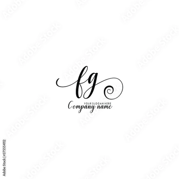 Fototapeta FG Initial handwriting logo template vector
