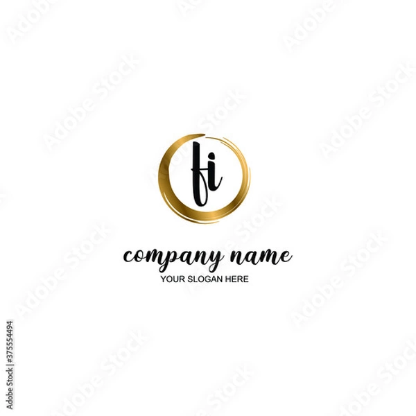 Fototapeta FI Initial handwriting logo template vector
