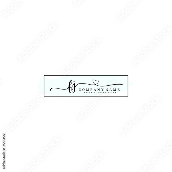Fototapeta FJ Initial handwriting logo template vector
